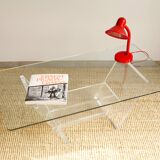 Glass and plexiglass coffee table - David Lange
