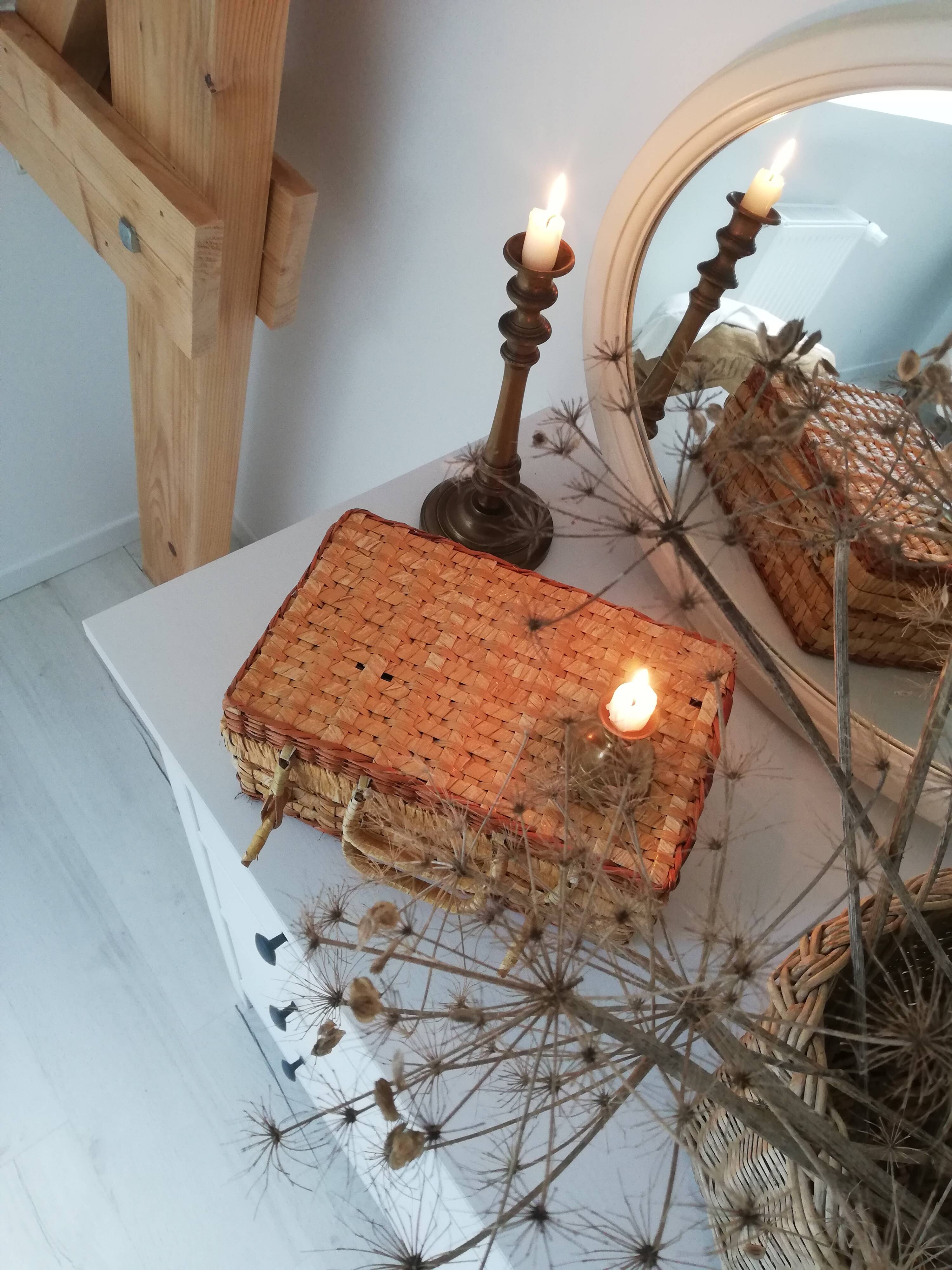 Vintage wicker suitcase