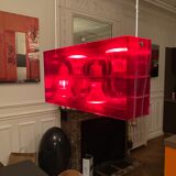 Duplex pendant lamp - Fontana Arte red plexiglass by Carlo Tamborini