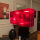 Duplex pendant lamp - Fontana Arte red plexiglass by Carlo Tamborini