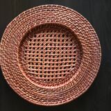 Set of 6 wicker and rattan undertributions