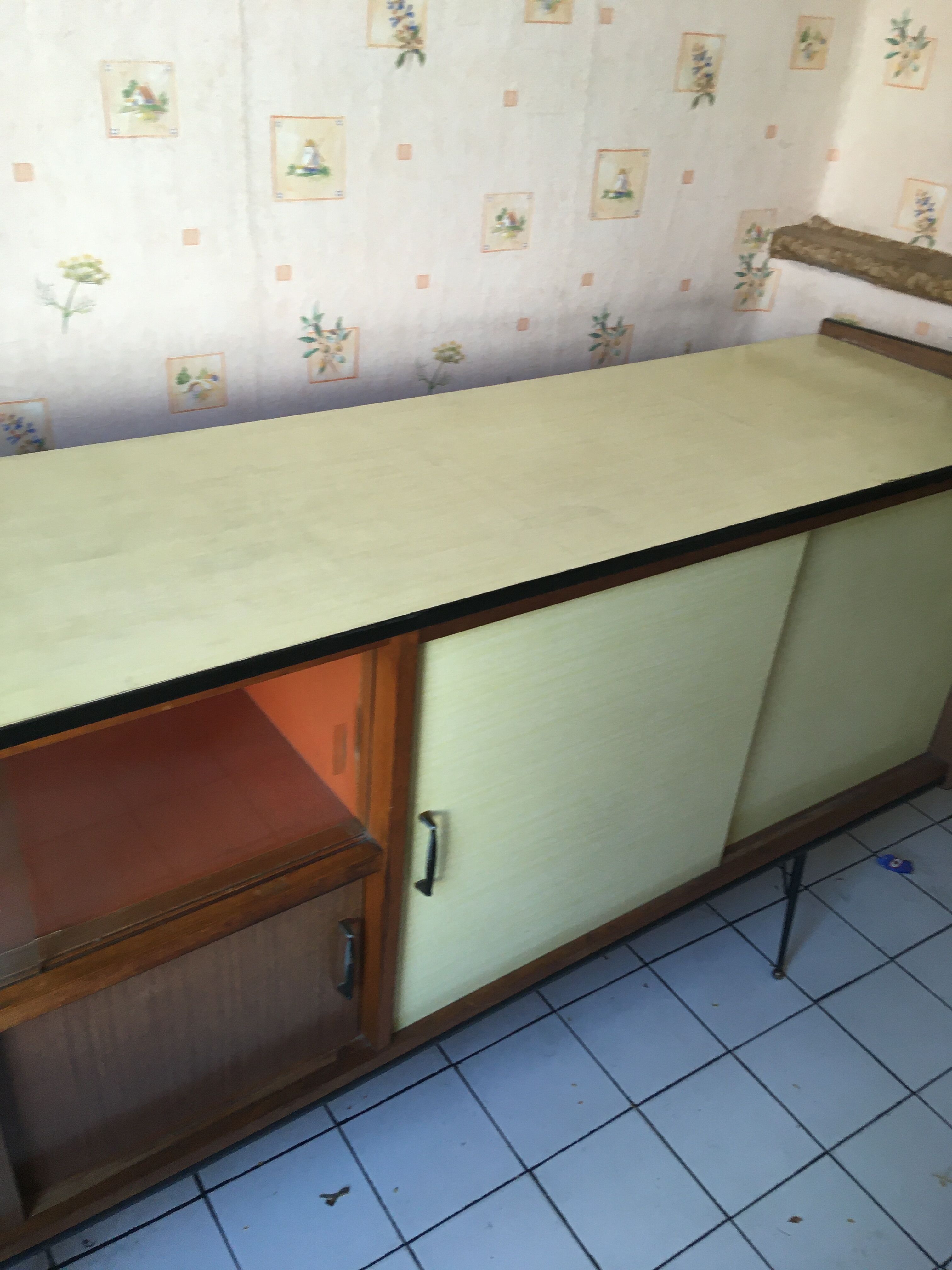 Yellow formica sideboard
