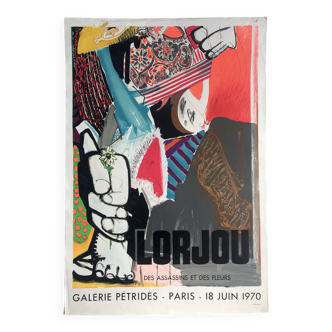 Bernard lorjou, galerie pétridès, paris, 18 juin 1970. affiche en lithographie originale mourlot
