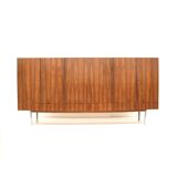 Large vintage rosewood sideboard with 6 doors from the 1960s