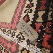 Vintage Kilim Rug 1980s Beige Terracotta Wool Flatweave 290 x 175 cm