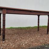 Rustic restaurant bistro table in solid oak, 1900 period - 1m85