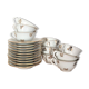 10 anciennes tasses à café avec soucoupes en porcelaine à motifs de fleurs dorées
