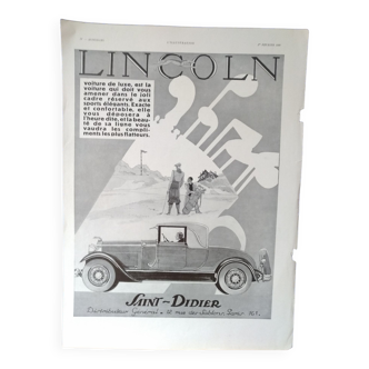 A Lincoln car paper advertisement from a 1930 magazine