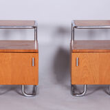 Tables de chevet en chêne Bauhaus, Mucke-Melder, Tchéquie, années 1930