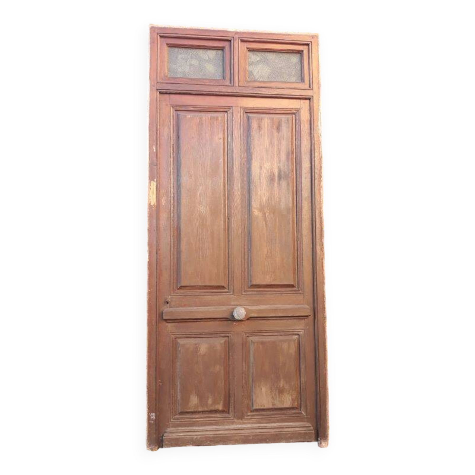 Front door and its frame, translucent glass windows, early 20th century