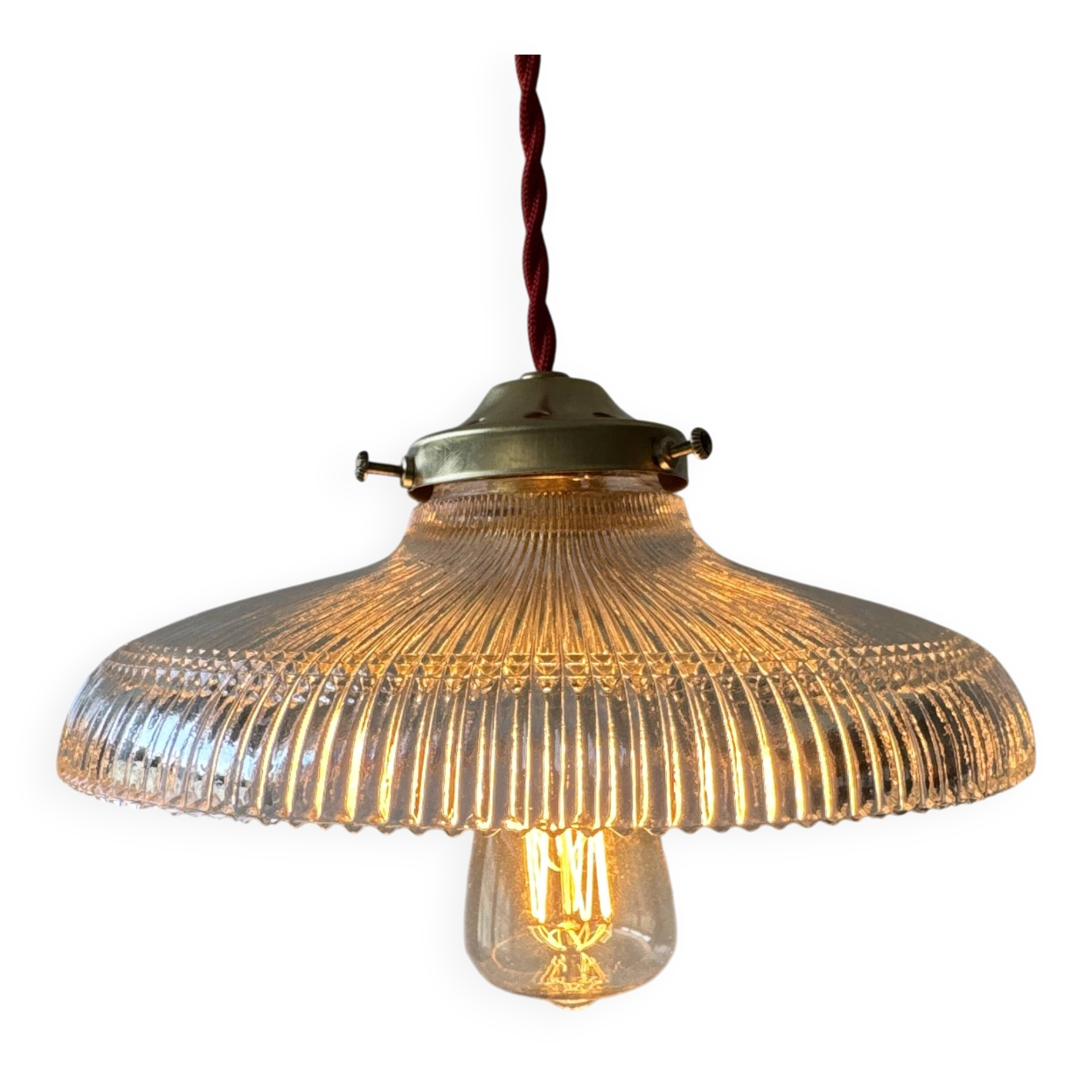 Vintage prismatic glass suspension light