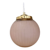 Vintage art deco globe pendant light in pink and gold granite glass