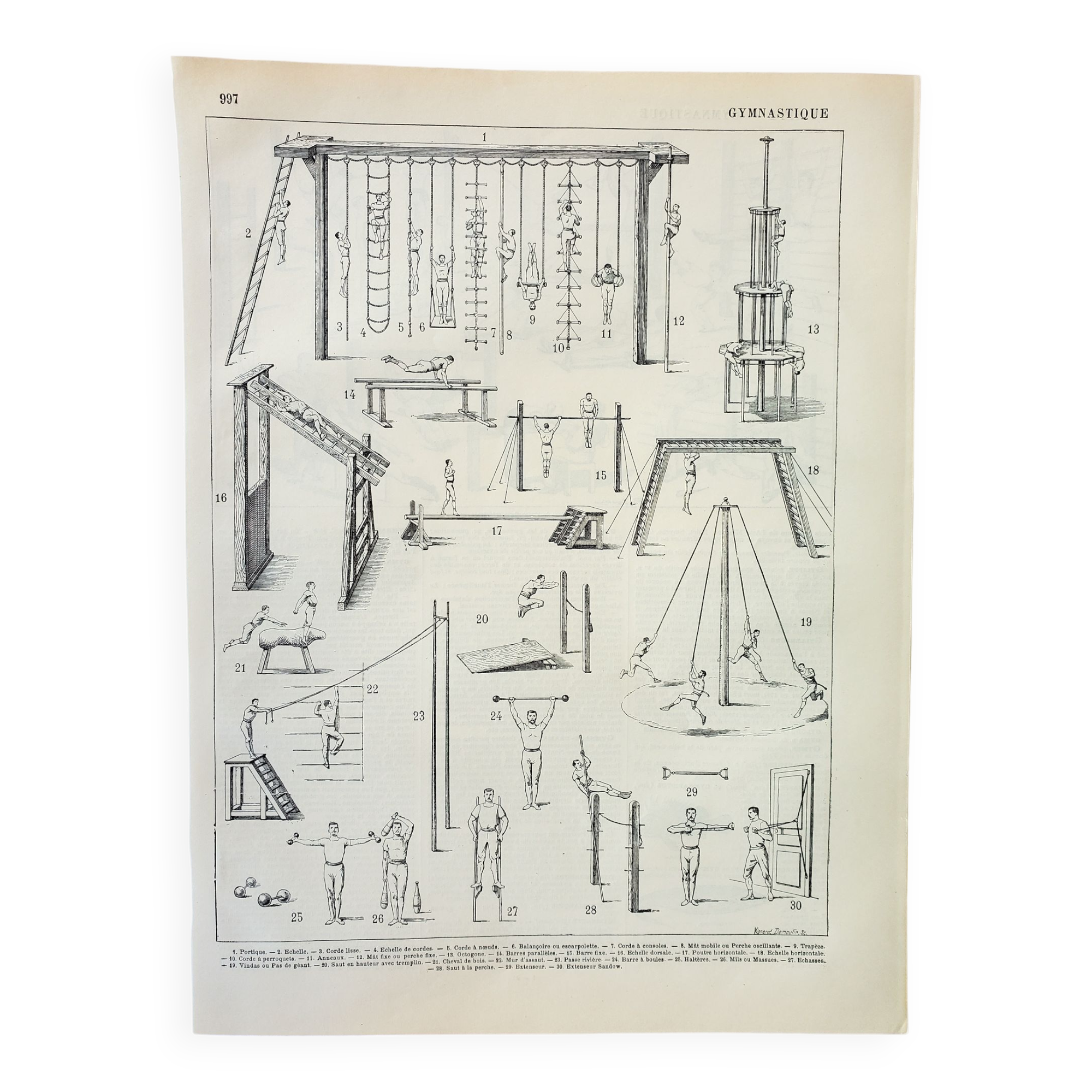 Engraving • Gymnastics, athletics, sport • Original and vintage poster from 1898