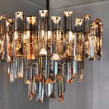 Venini two-tone chandelier, 3 levels, murano glass, Italy, 1970
