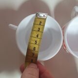 set of 8 small vintage Arcopal Scania cups with small orange liberty flowers from the 70s