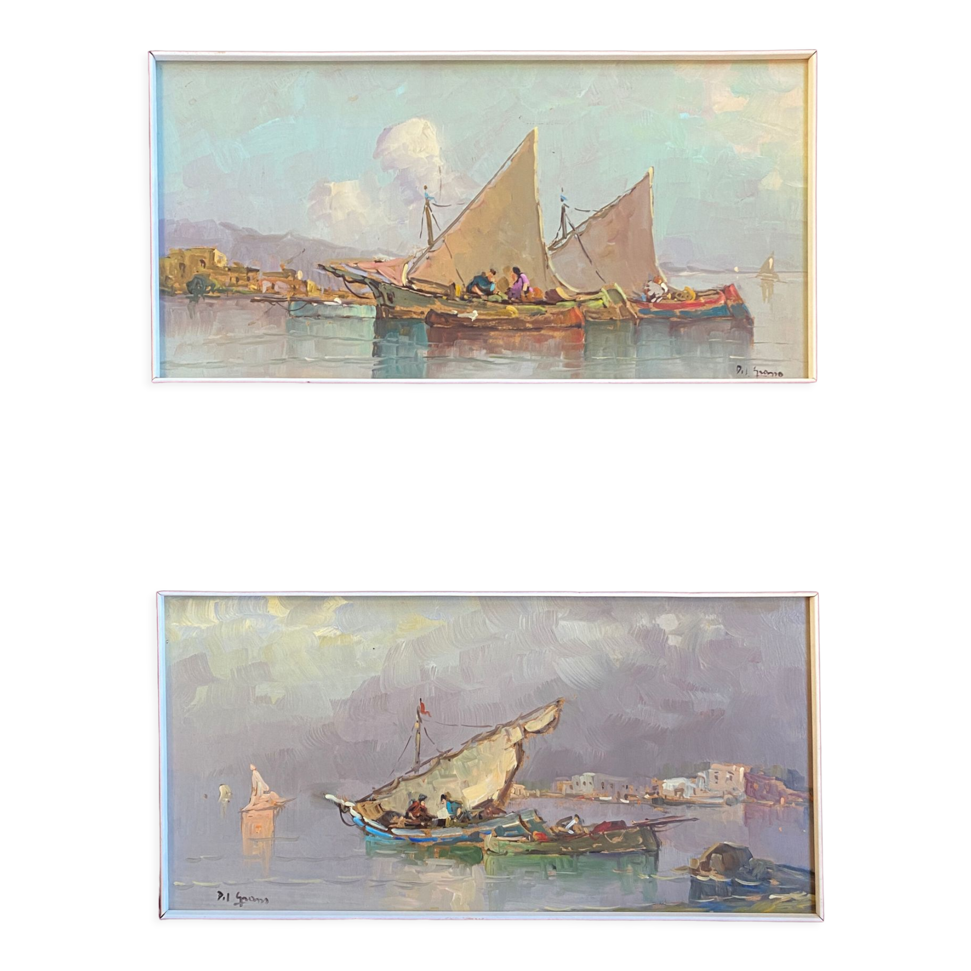 Counterpart of paintings "Sailing boats Felouks Gondolas" signed Orientalists