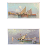 Counterpart of paintings "Sailing boats Felouks Gondolas" signed Orientalists