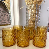 6 amber Pernod glasses