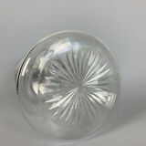 Blown glass carafe with silver frame and cap