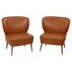 Pair of Vintage Expo 58 Cocktail Chairs, Cognac Faux Leather, Sixties