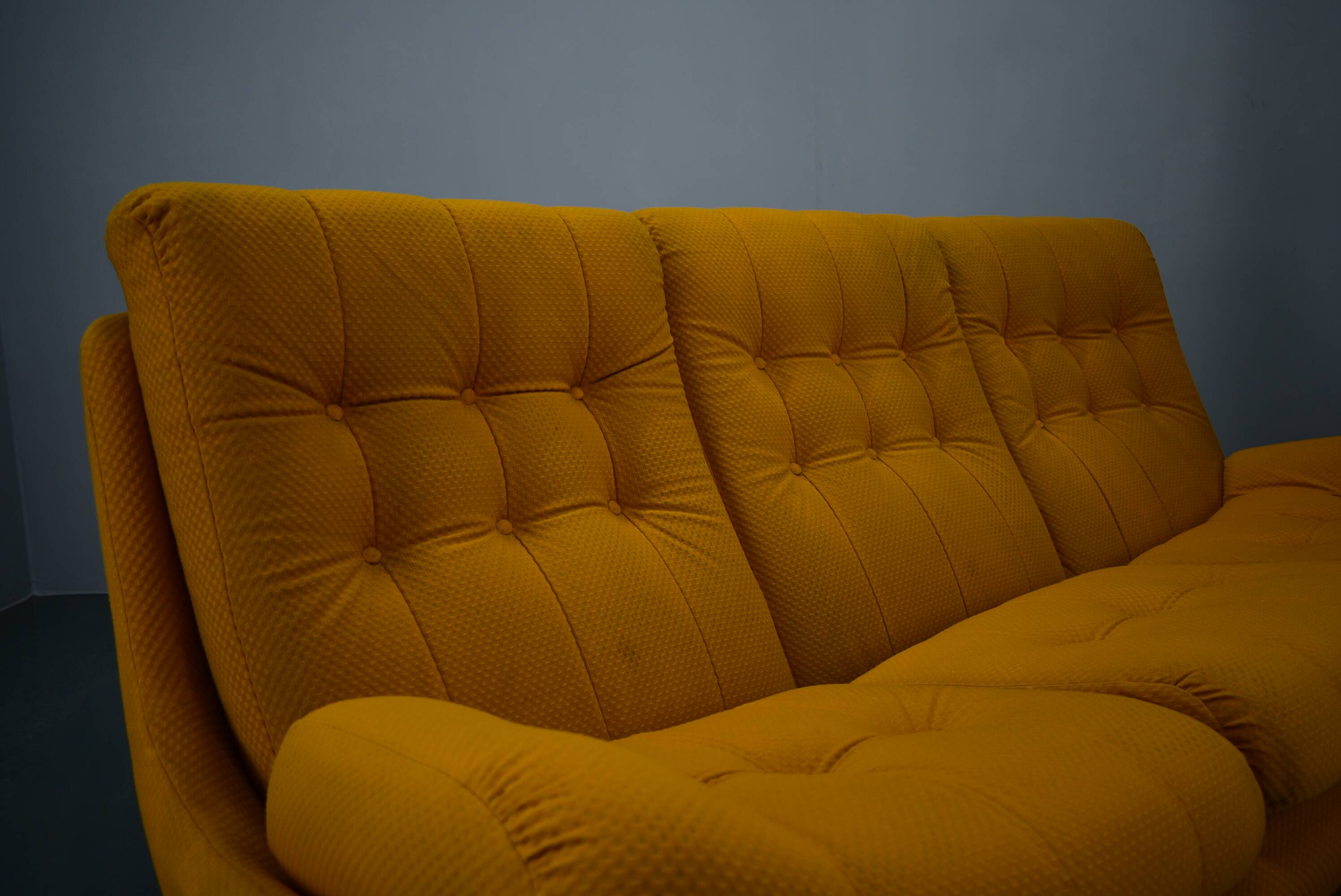 20th century, yellow Atlantis three-seater sofa, 1960s