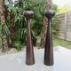 Pair of large Scandinavian teak candlesticks, vintage 1960.
