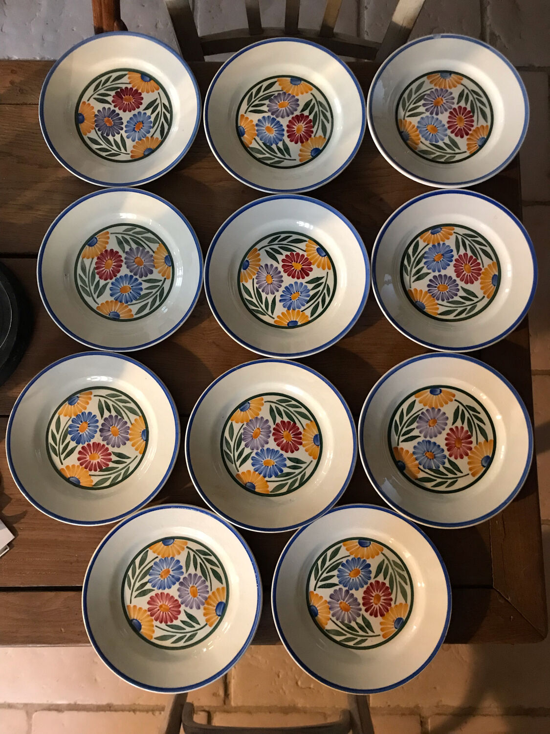 Set of 12 floral plates