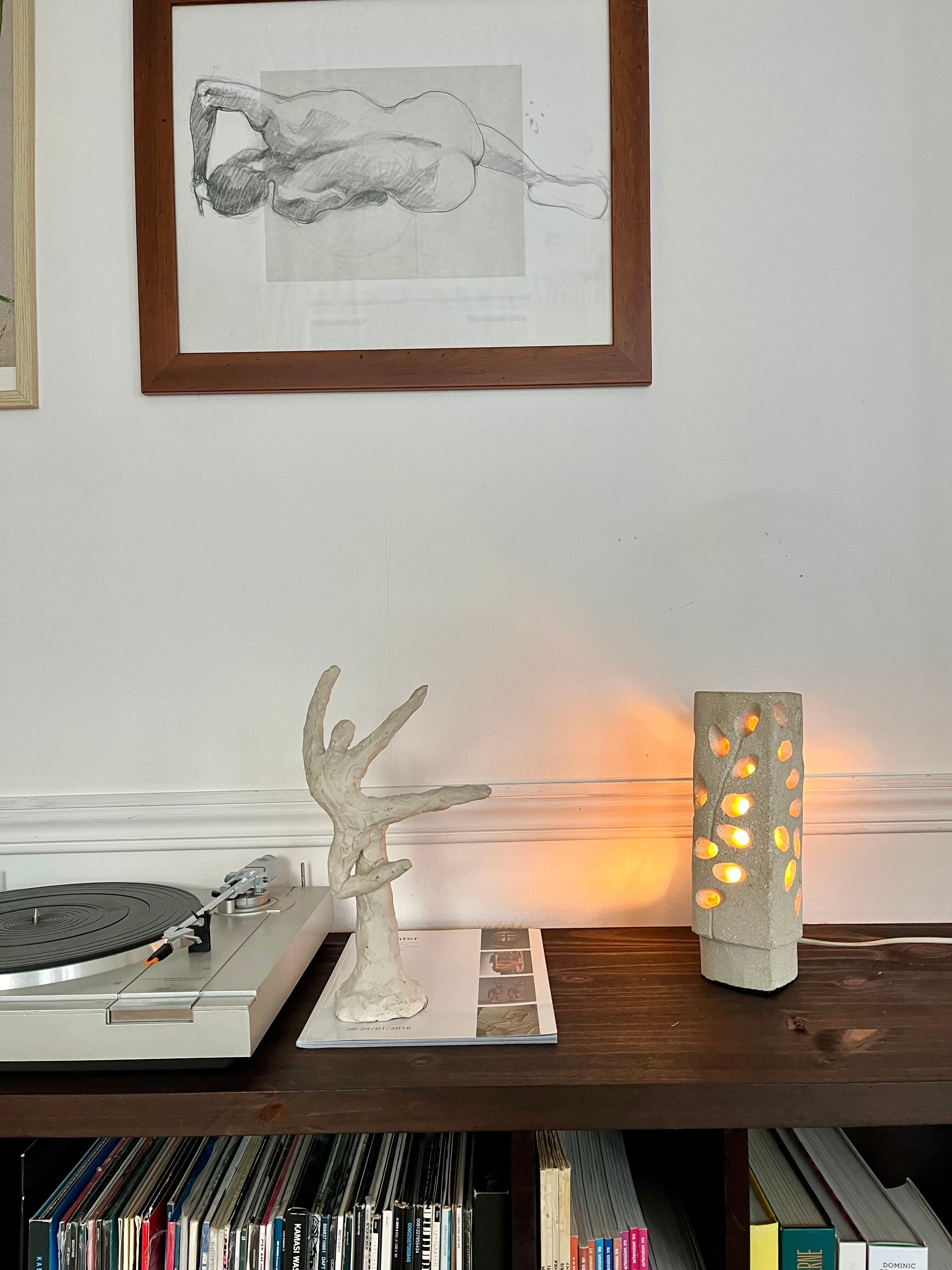 1970s stone sculpture lamp