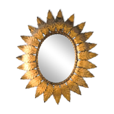 Miroir «Sun Mirror» espagnol des années 60, en métal doré.