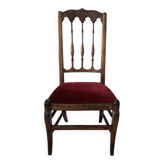 Chaise enfant bois massif et velours rouge
