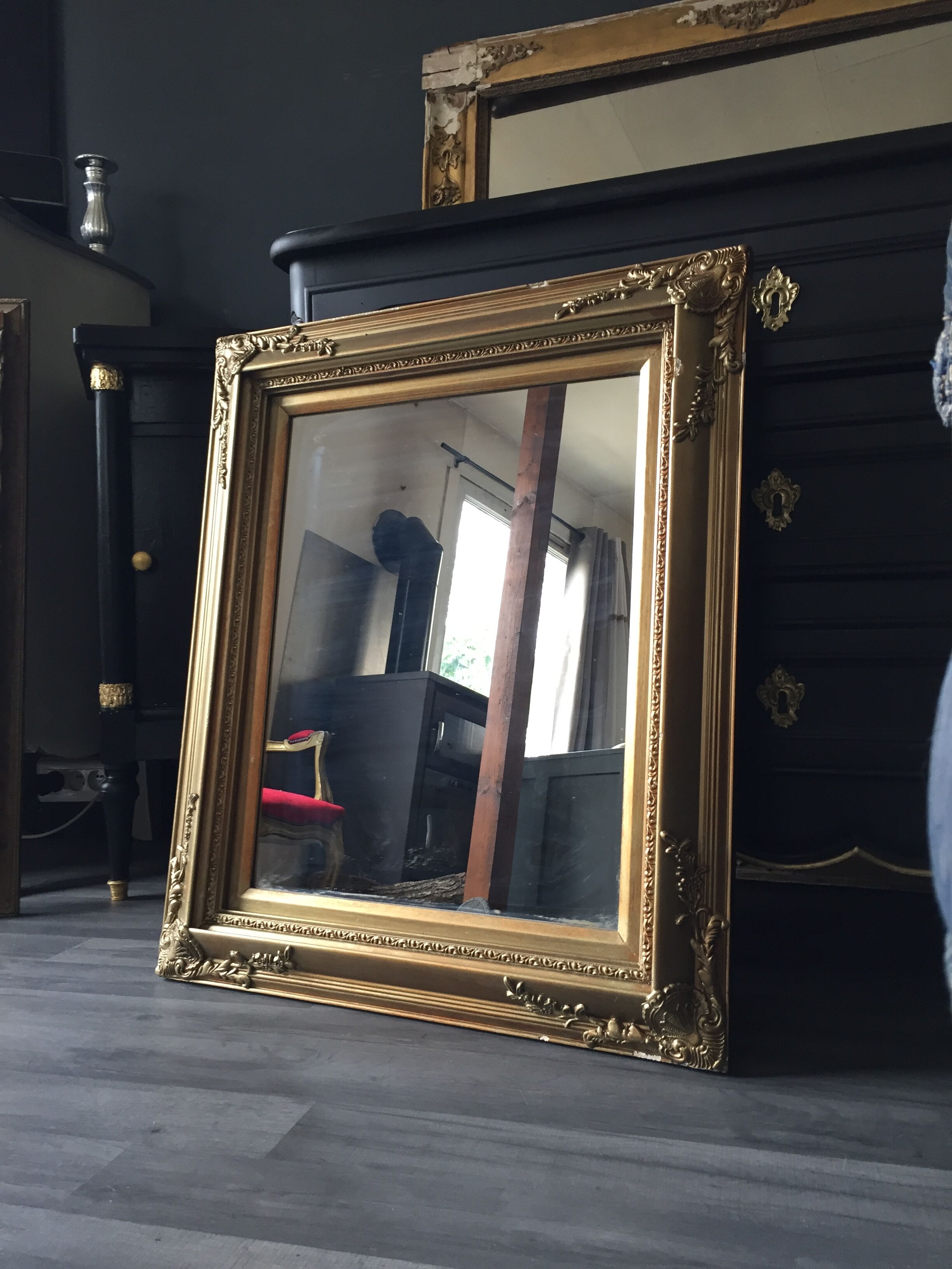 Golden antique mirror