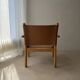 Danish safari armchair beech wood leather 1970s