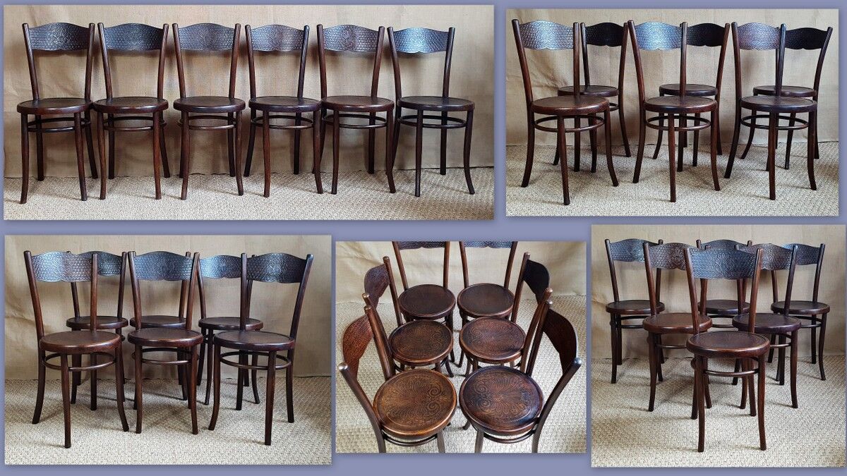 6 chairs bistro Hofmann model Kohn 254 1/2 early twentieth century