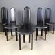 Set of 6 high back leather dining chairs, 1980s