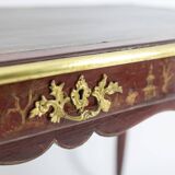 Louis XV style bureau plat with lake scene decoration. Circa 1850.