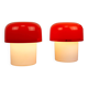 Set of 2 Space Age Orange Meblo Mushroom Table Lamps, Guzzini, 1970s