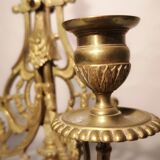 Pair of piano candlesticks in golden bronze 19th century