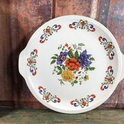 Plat rond gateau tarte fleur vintage Moulin des Loups model Derby