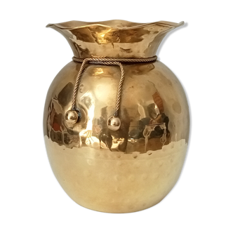 Vintage vase in hammered golden brass