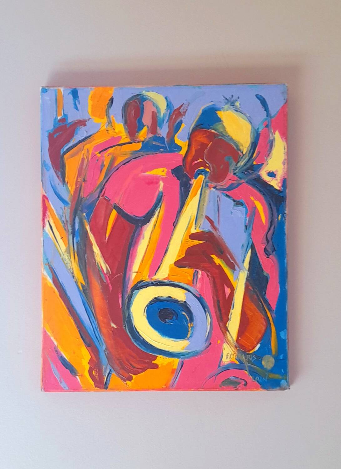 Acrylic on canvas trumpeter A.Ferraris