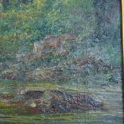 Huile sur panneau encadrée Paysage école française 19ème