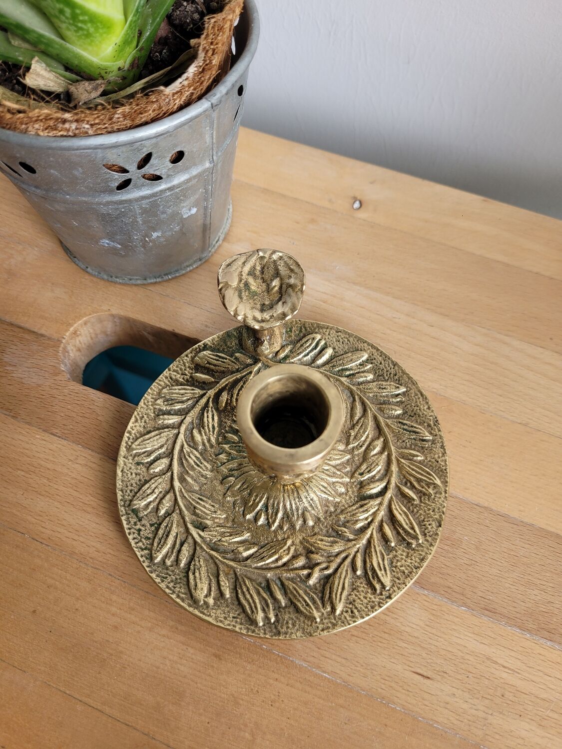 Brass cellar rat candle holder