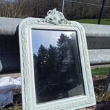 Louis Philippe style mirror with patinated white molding pediment