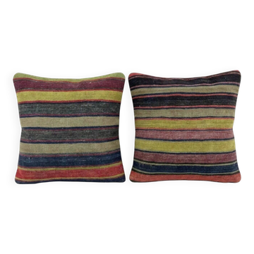 Set of 2 vintage kilim cushion covers 61x64 cm