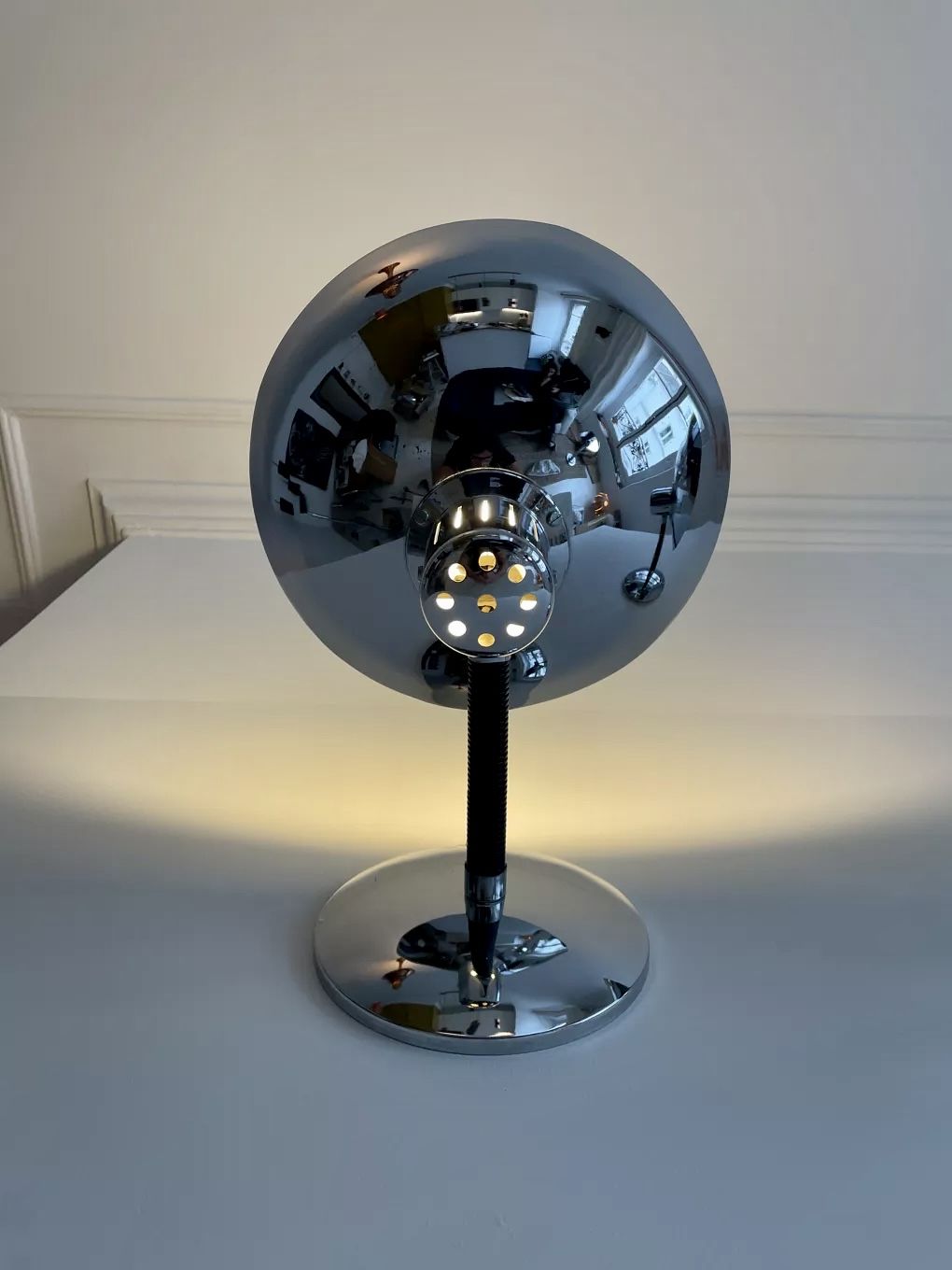 Pair of adjustable vintage wall lamps, chromed metal, France 1970
