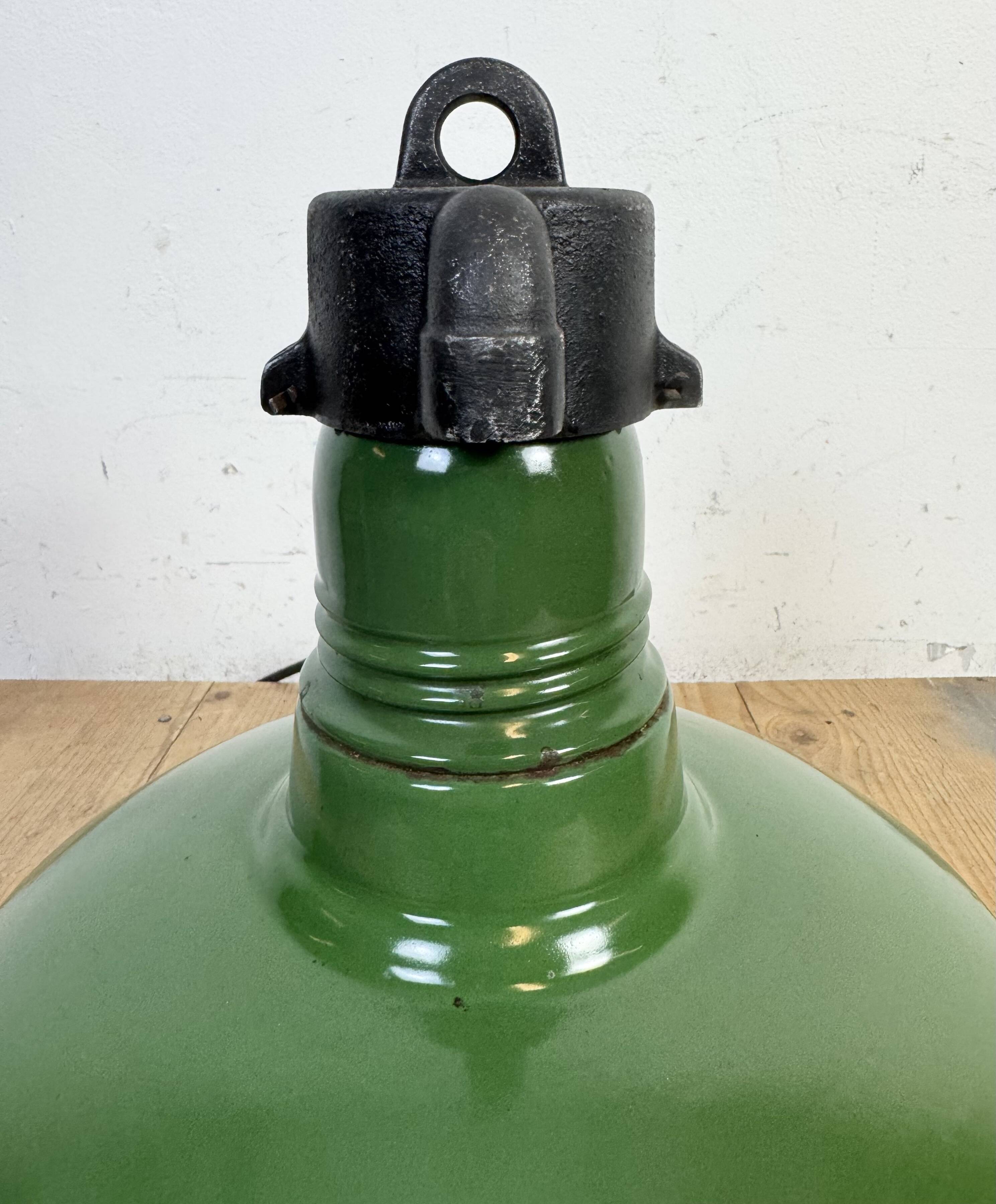 Industrial Green Enamel Factory Pendant Lamp, 1960s