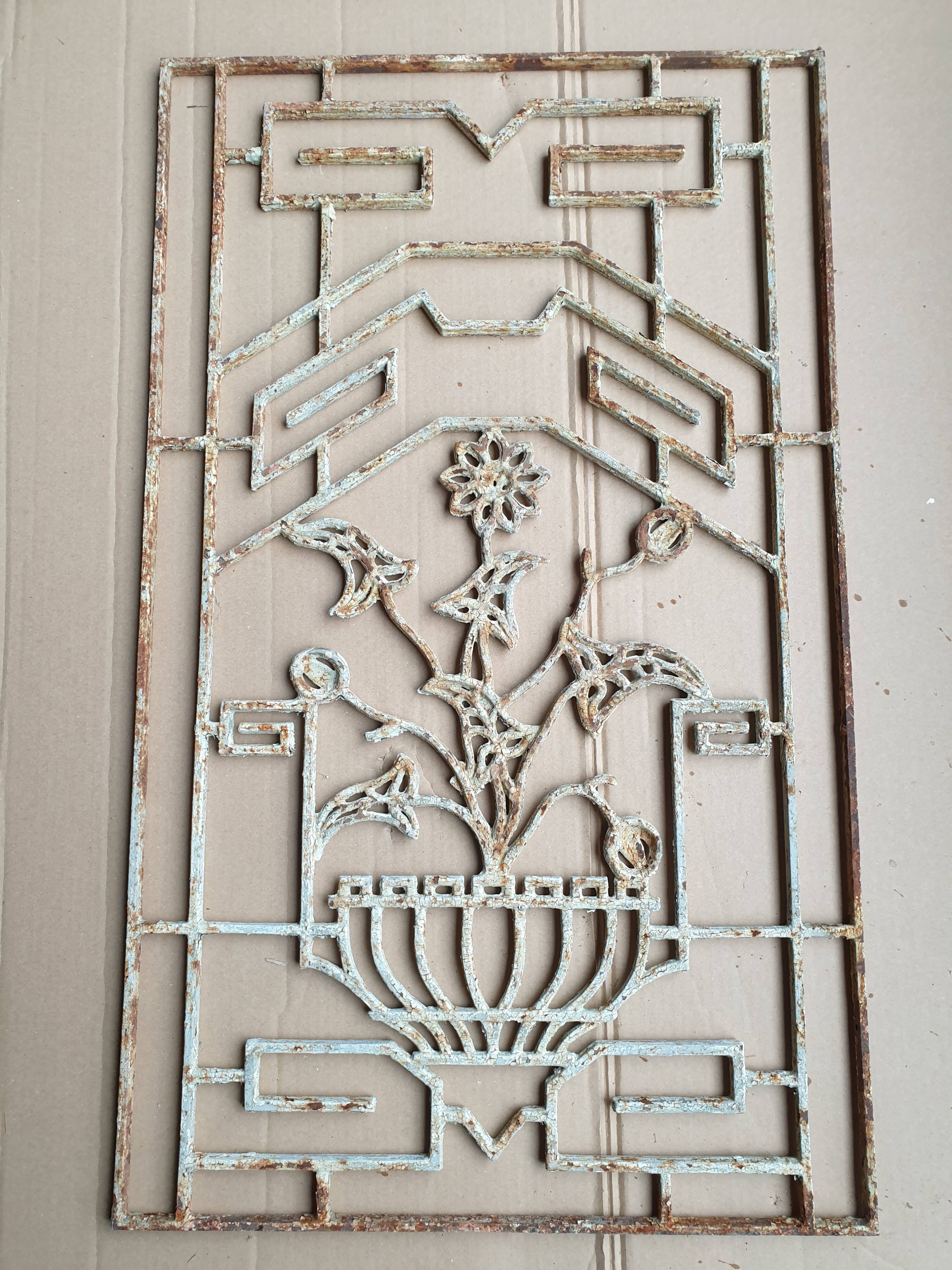 Art deco cast iron door grille