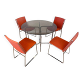Ensemble de chaises et table de salle à manger chromées, style années 1970