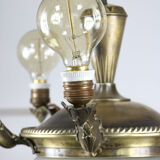 Vintage brass and glass chandelier, 40s