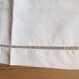 Hand embroidered linen sheet and its 2 matching pillowcases monogrammed BM